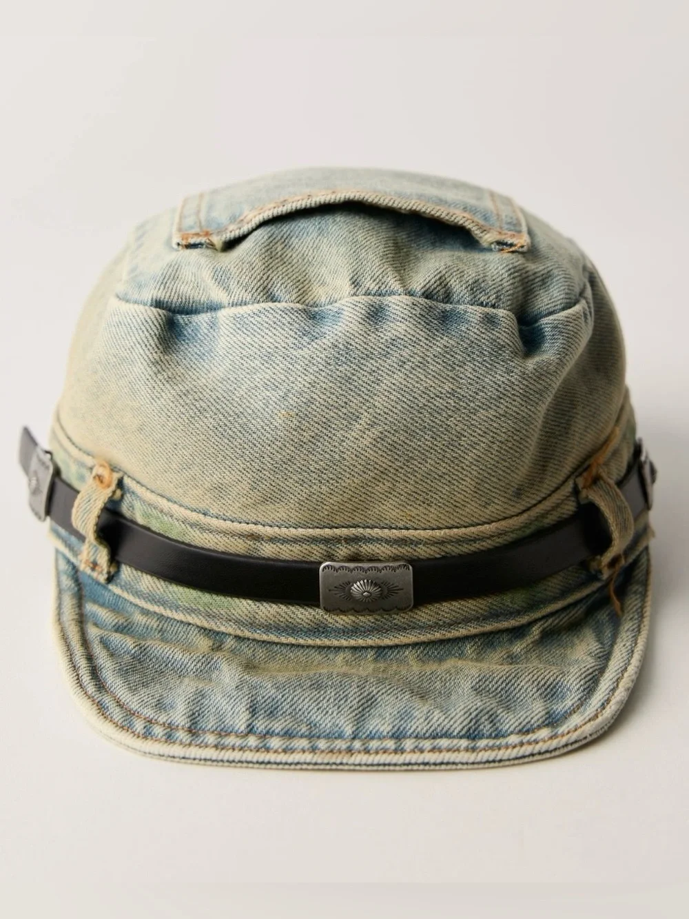 NWT Free People Washed Denim Cadet Hat Cotton Light Wash Blue w/updo Cutout - Picture 5 of 8